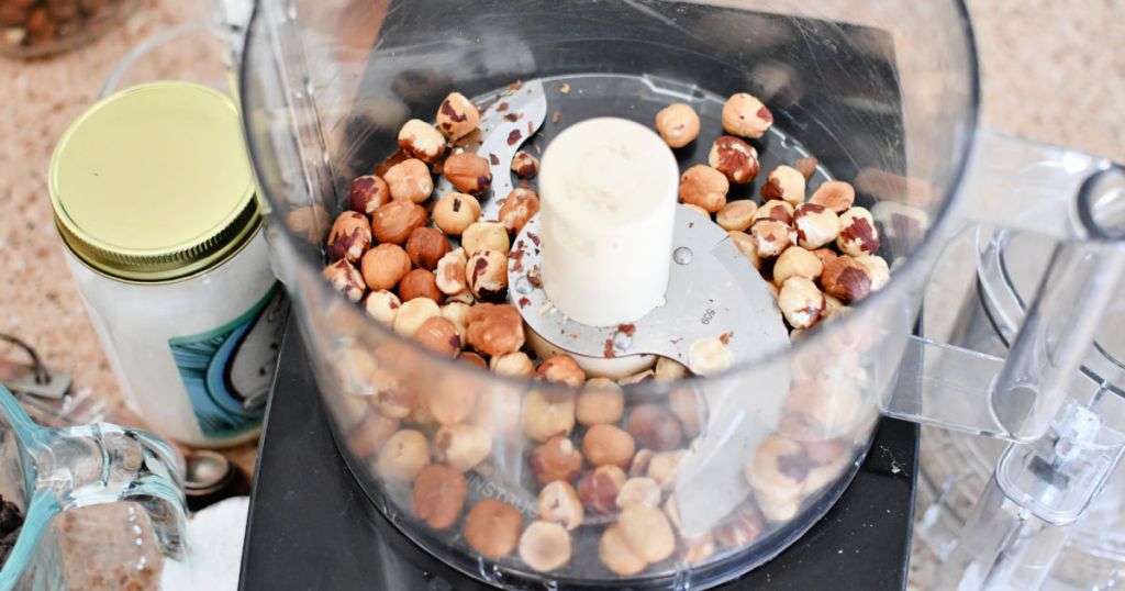 hazelnuts in a food processor