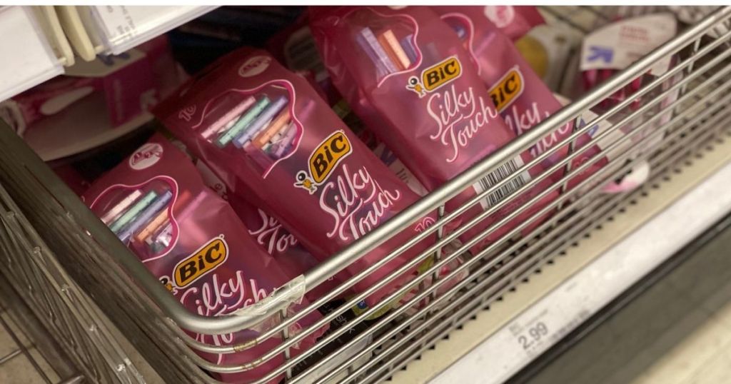 BIC Silky Touch Disposable Razors in bin in store