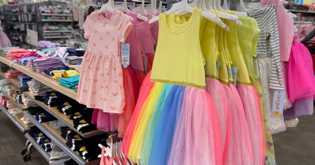 colorful dresses on racks 