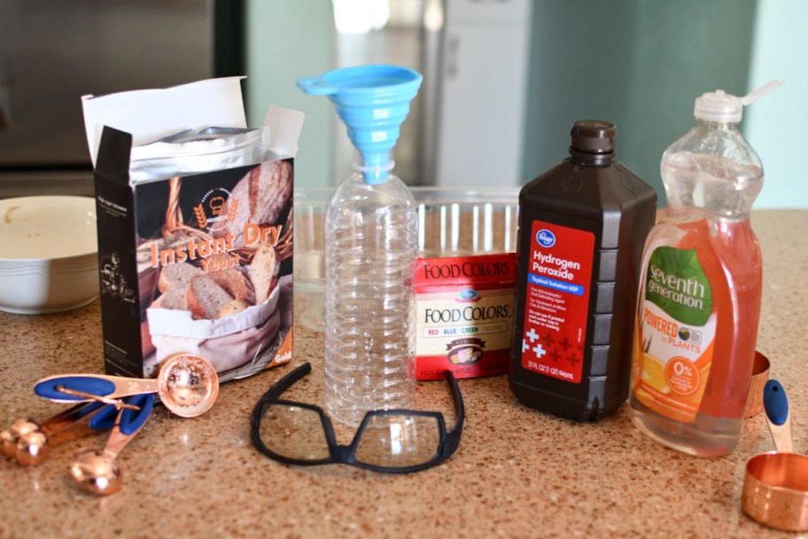 Elephant Toothpaste ingredients on a countertop