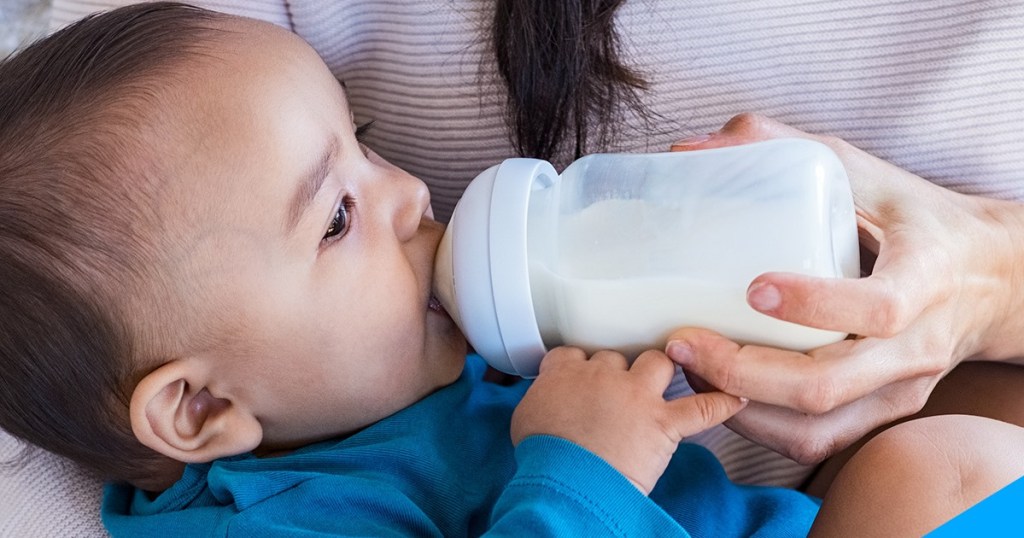 baby drinking a bottle