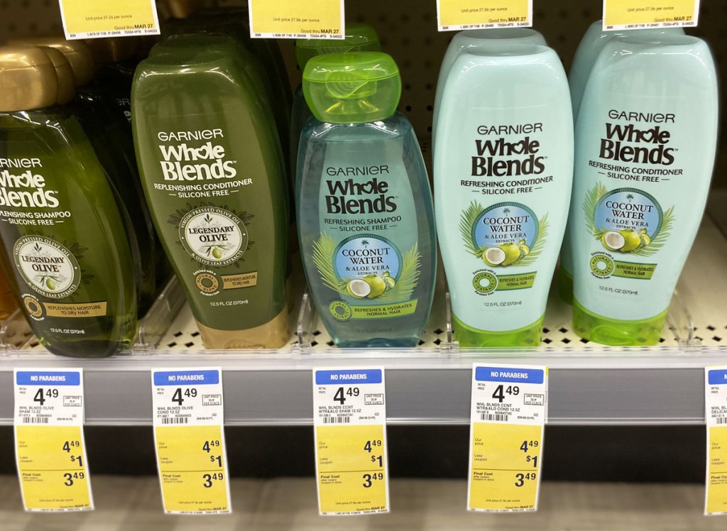 garnier whole blends hair care on store shelf