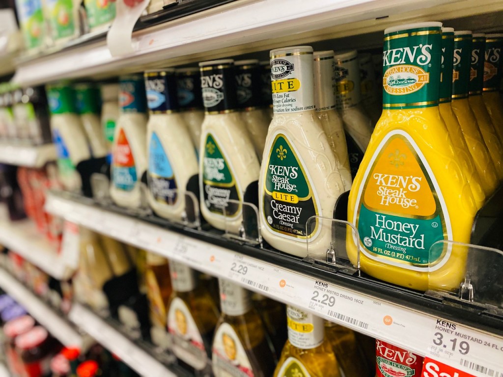 Ken's Dressings shown on store shelf