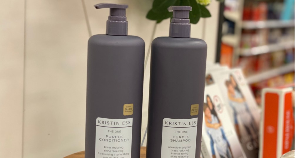 two bottles of shampoo on shelf 