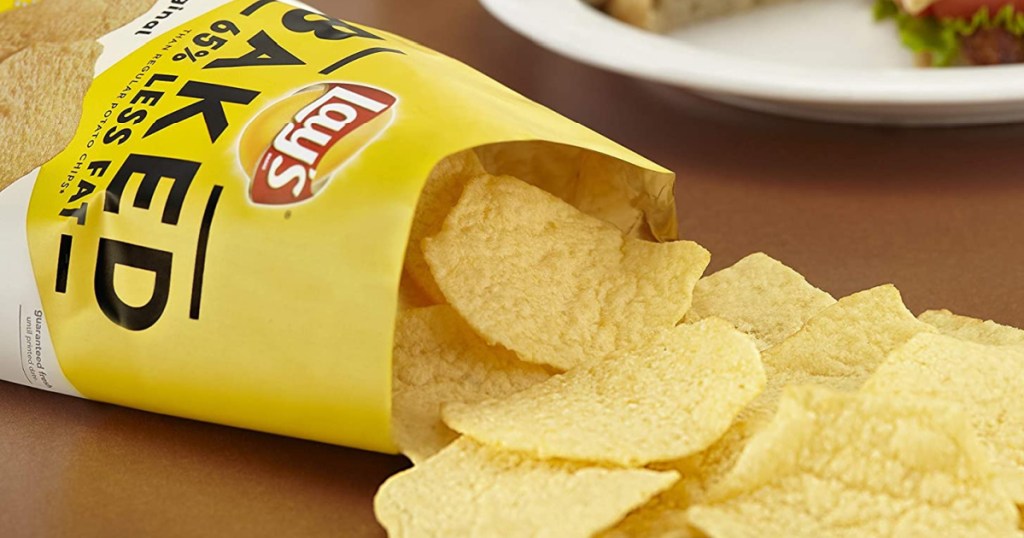 Baked chips on a table