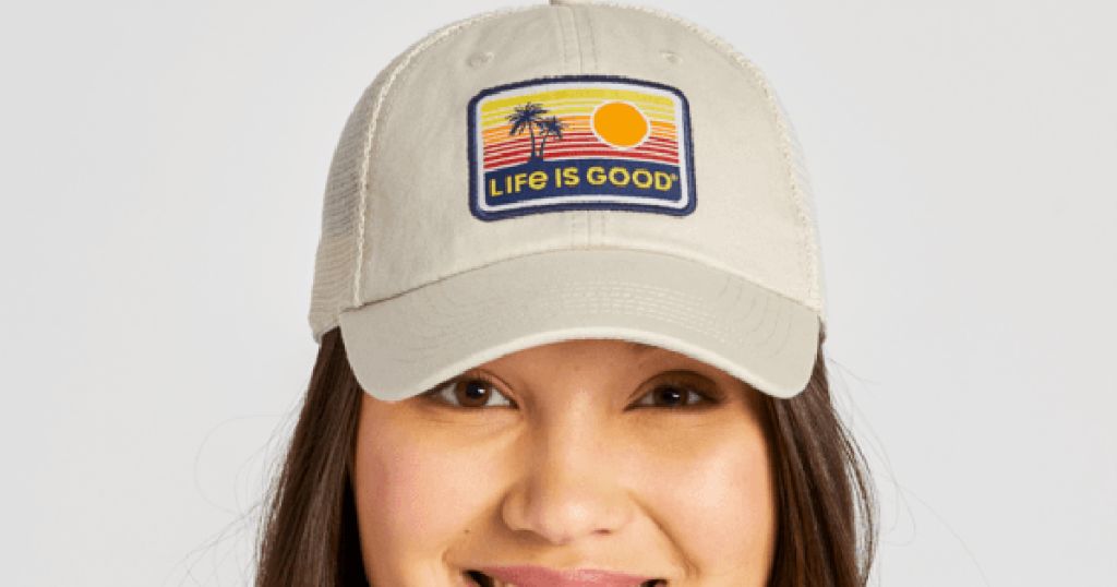 Woman wearing Life is Good Cap