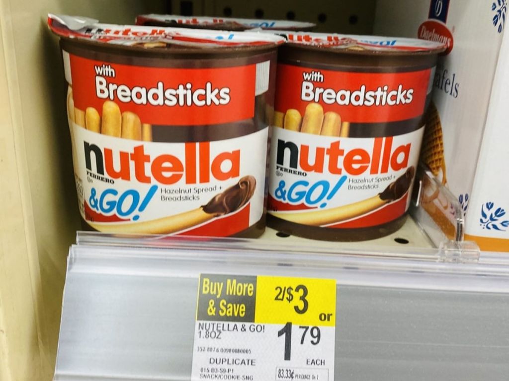 2 Nutella & GO! Snacks on shelf