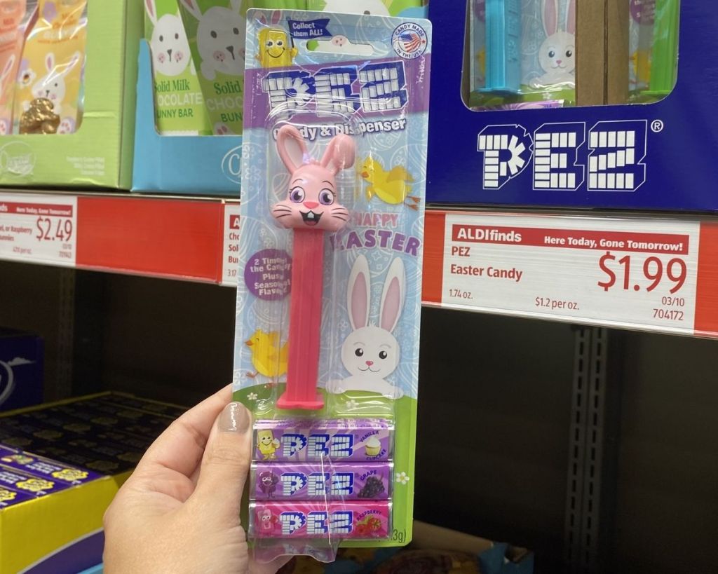 hand holding PEZ Easter in store