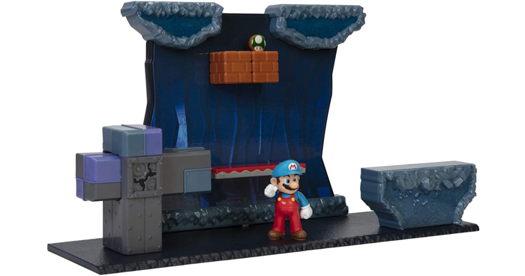 SUPER MARIO Underground playset with Ice Mario Action Figure Includes 2 Interactive Environment Pieces