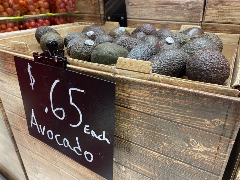 avocados in a bin at Target