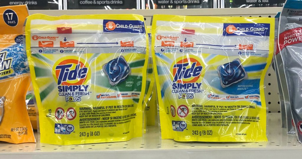 tide simply bags on shelf