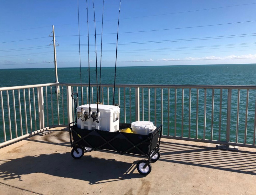 wagon with fishing stuff in it