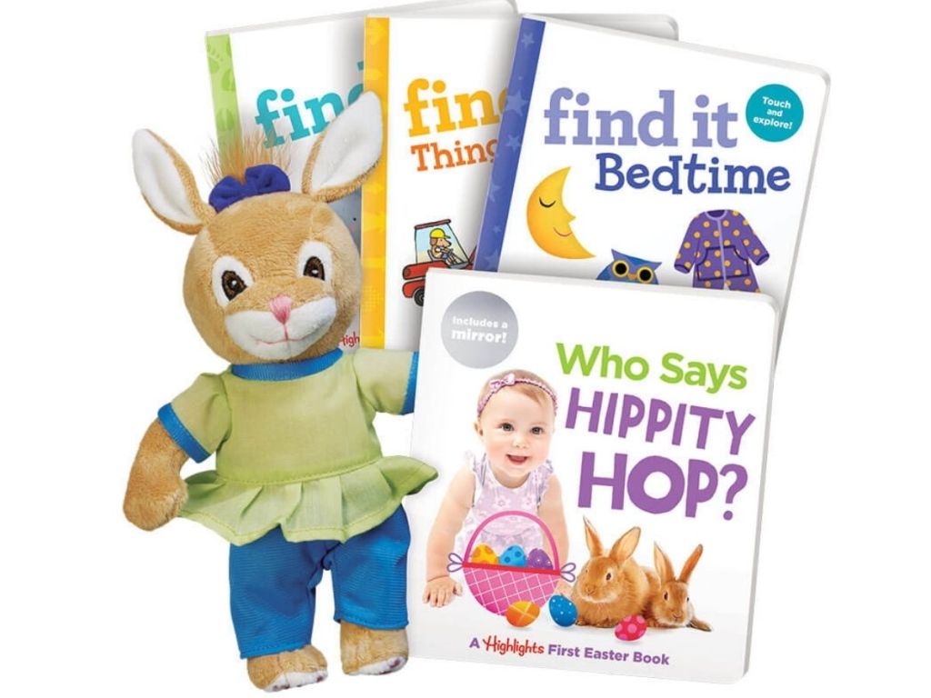 Highlights Easter books and plush bunny