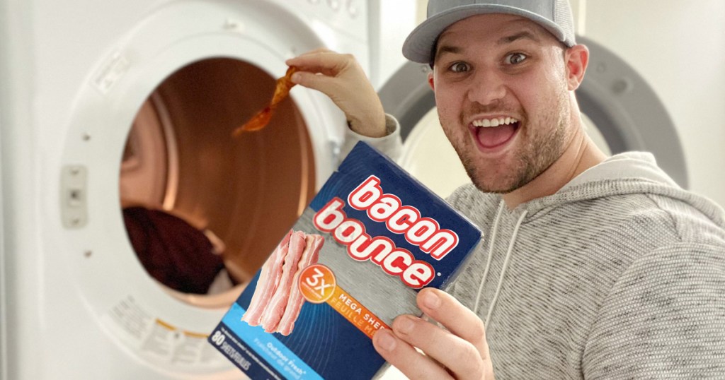 man holding bacon bounce april fools prank