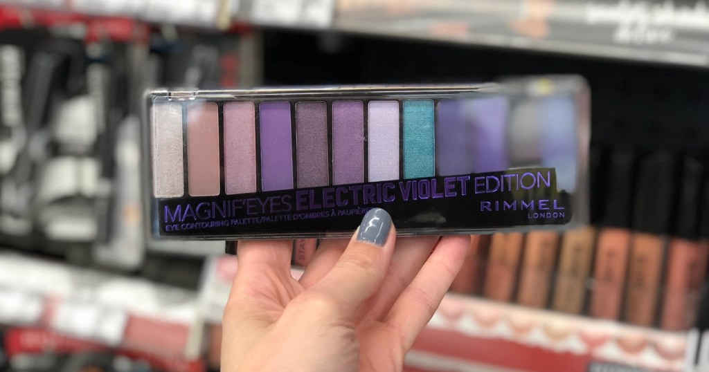 rimmel eye palettes in hand in store