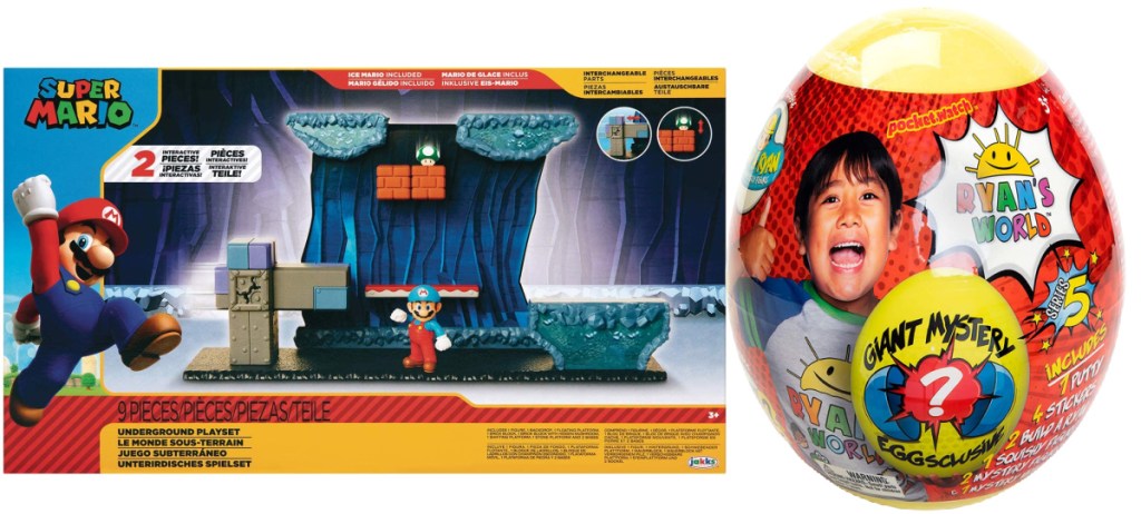 super mario playset and ryan's world