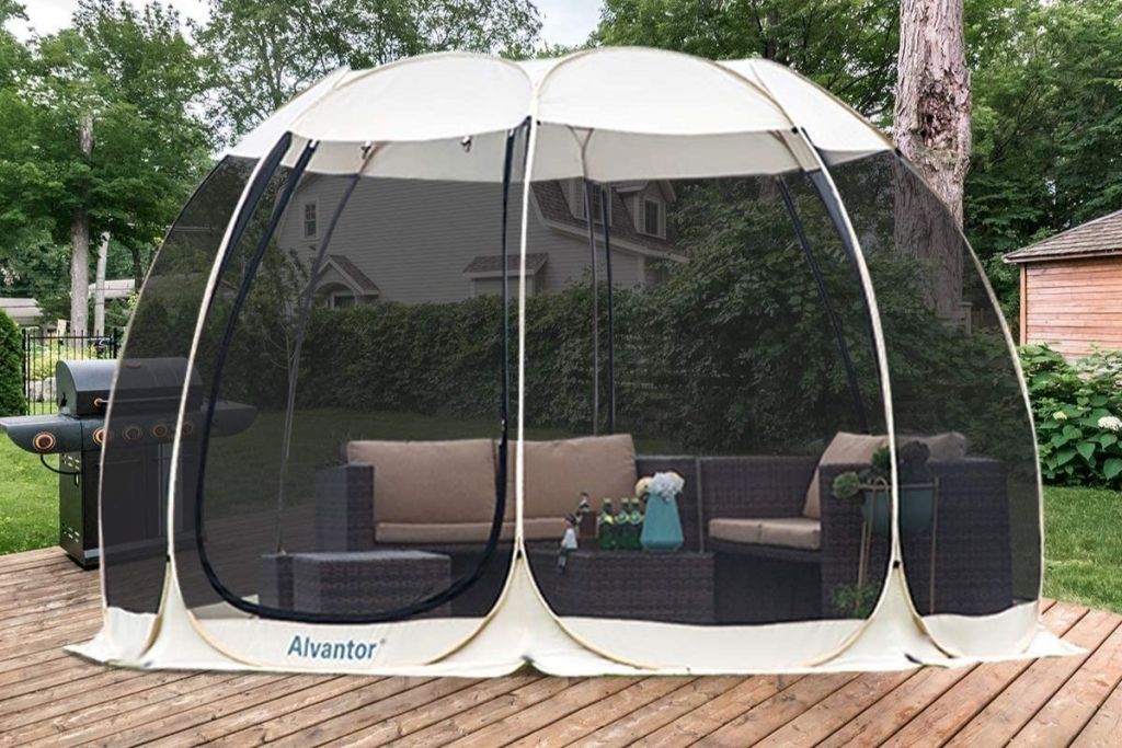 Alvantor Outdoor Pop-Up Canopy on deck by grill