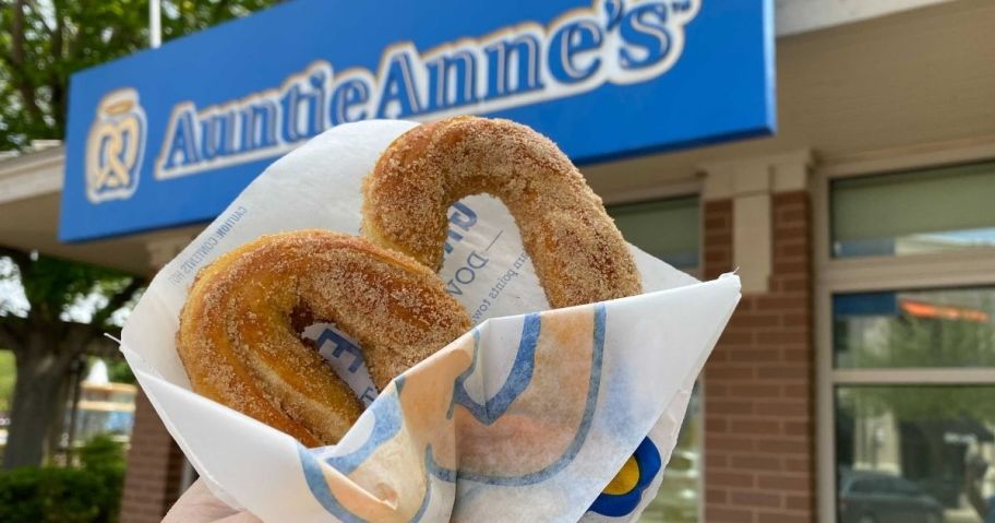 Annie's Pretzel in front of the store