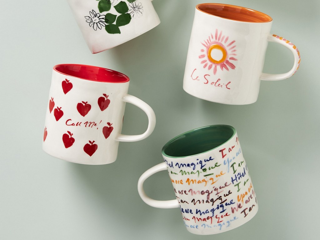 Variety of hand painted mugs