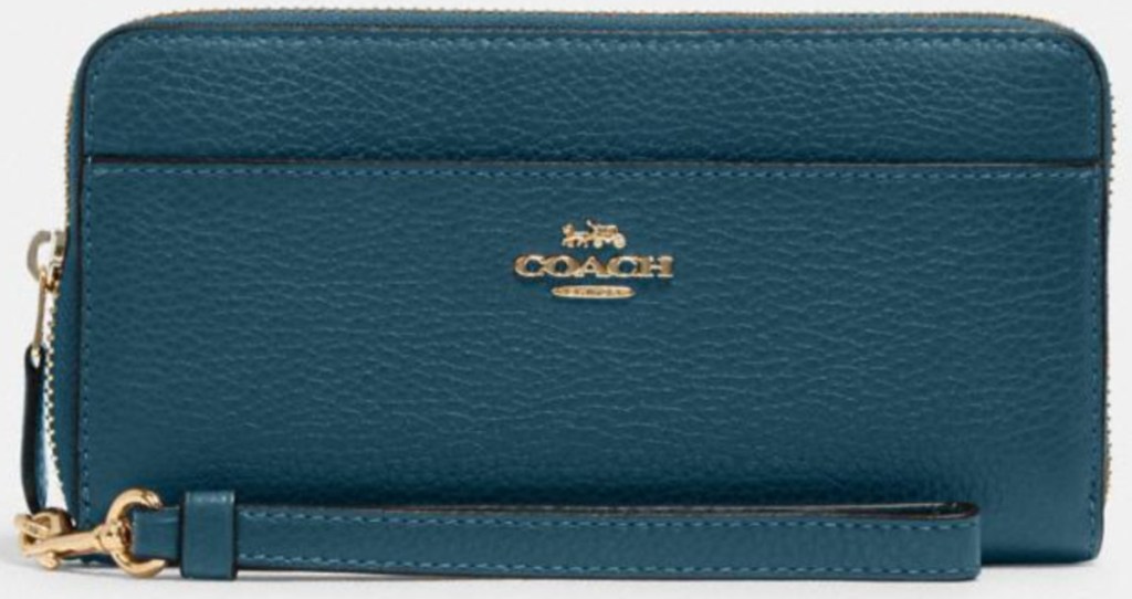 coach teal accordian wallet