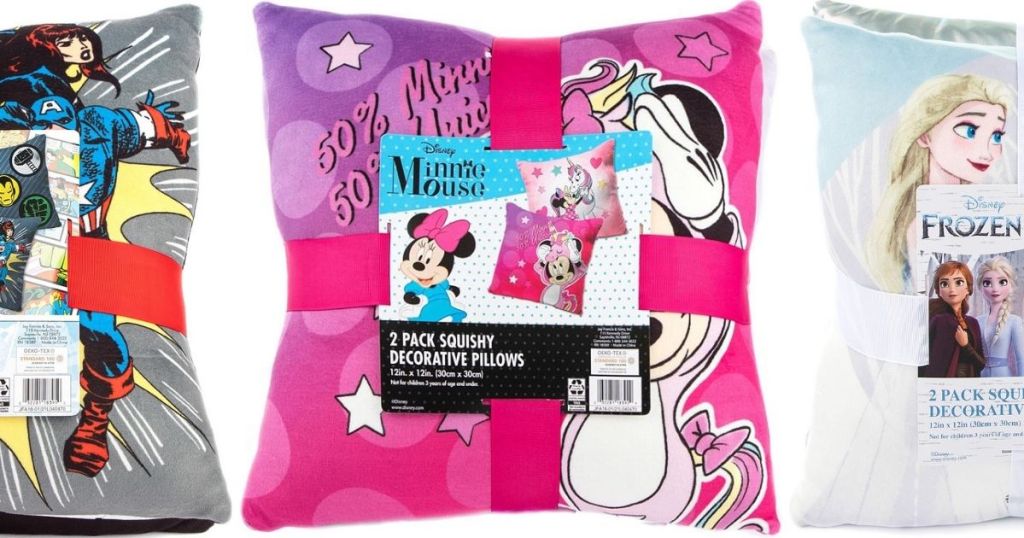 three sets of Disney Squishy Pillow 2-packs