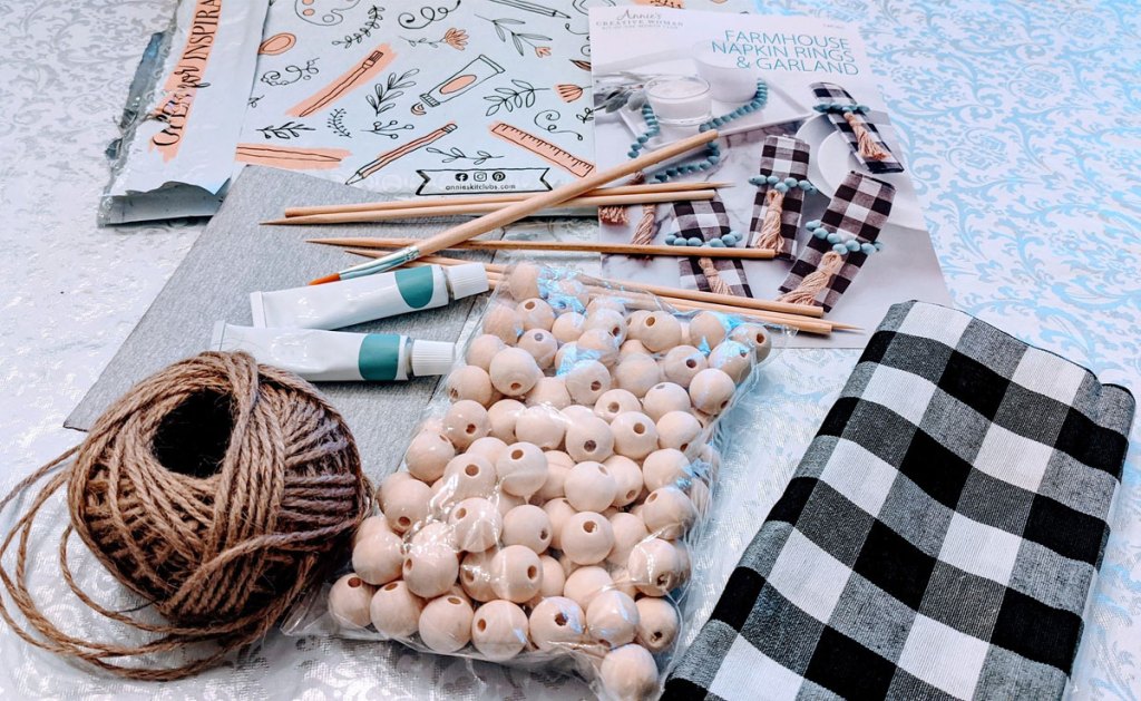 supplies on table for napkin kit