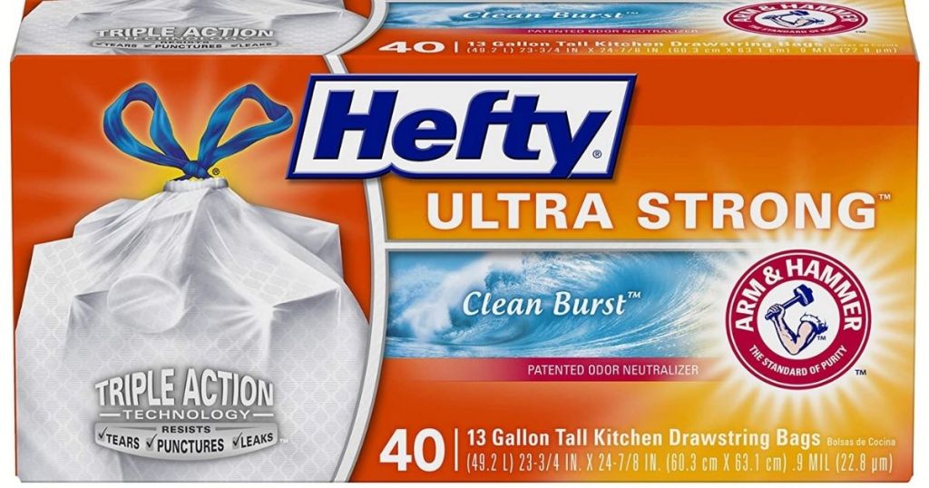 Hefty Tall Kitchen Trash Bags packaging