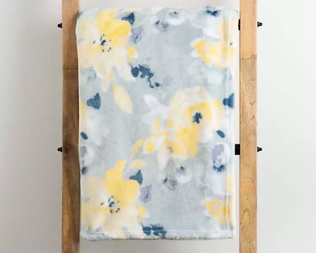 Kirkland's Floral Plush Throw on blanket ladder