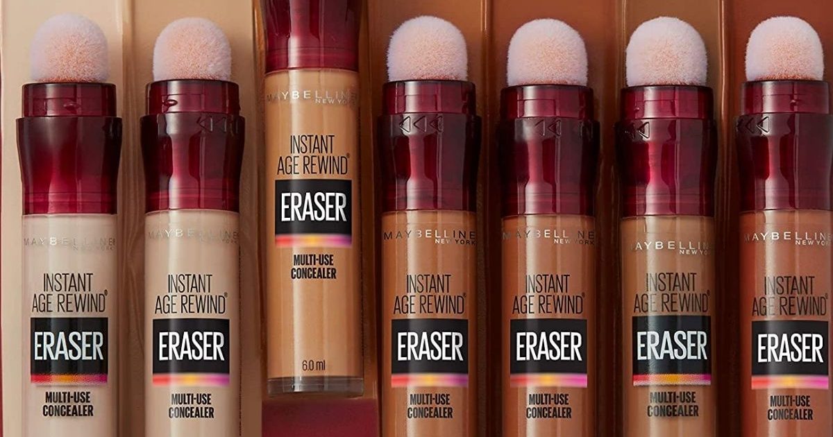 various shades of Maybelline Age Rewind Eraser Concealers lined up