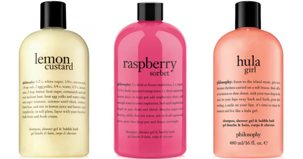 3 bottles of philosophy shower gel