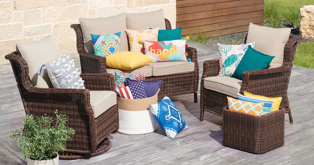 colorful outdoor seating area