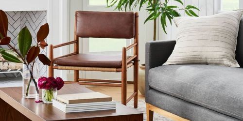 Trendy Faux Leather Wooden Accent Chair Just $137.50 Shipped on Target.online (Regularly $200)