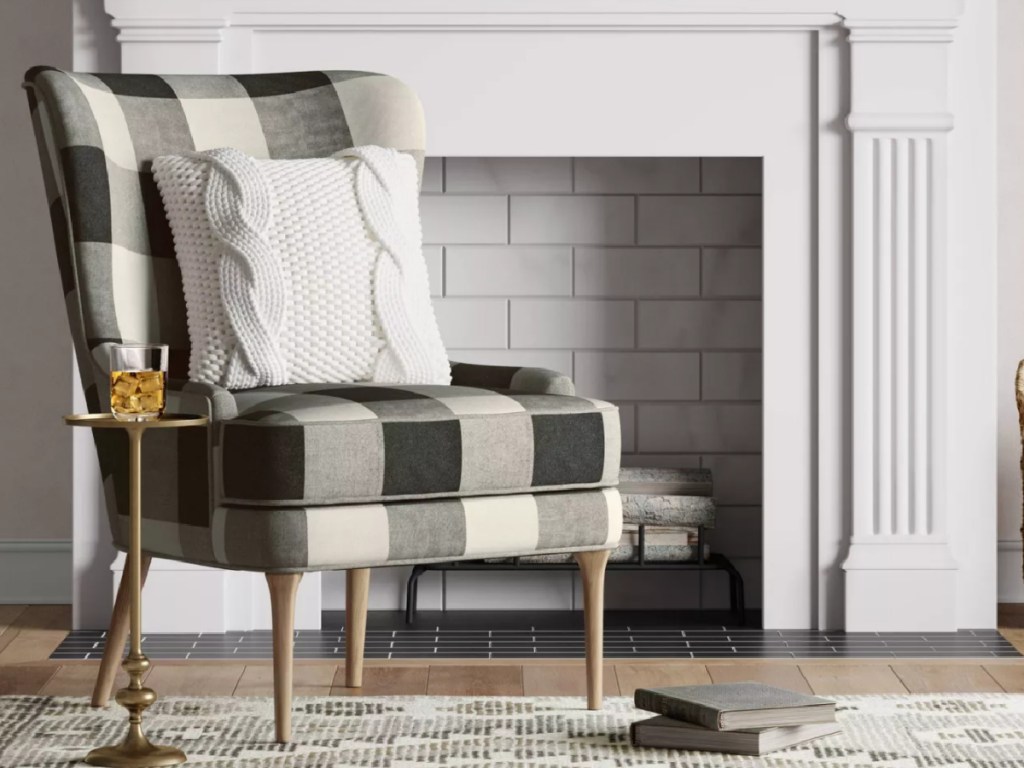 threshold buffalo plaid wingback chair