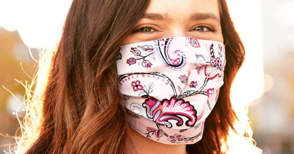 woman wearing a vera bradley face mask