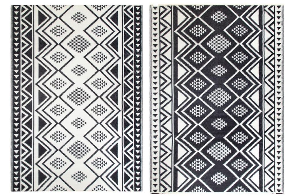 Both sides of World Market 6'x9' Black Moroccan Reversible Floor Mat