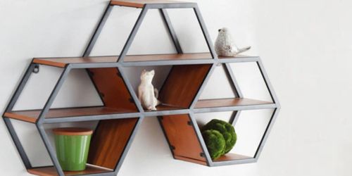 Hexagonal Wood & Metal Floating Shelf Only $62 Shipped on HomeDepot.online (Regularly $139)