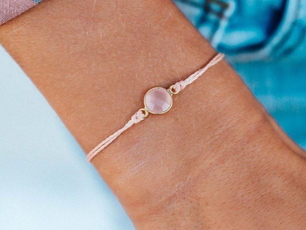 rose gold bracelet on wrist