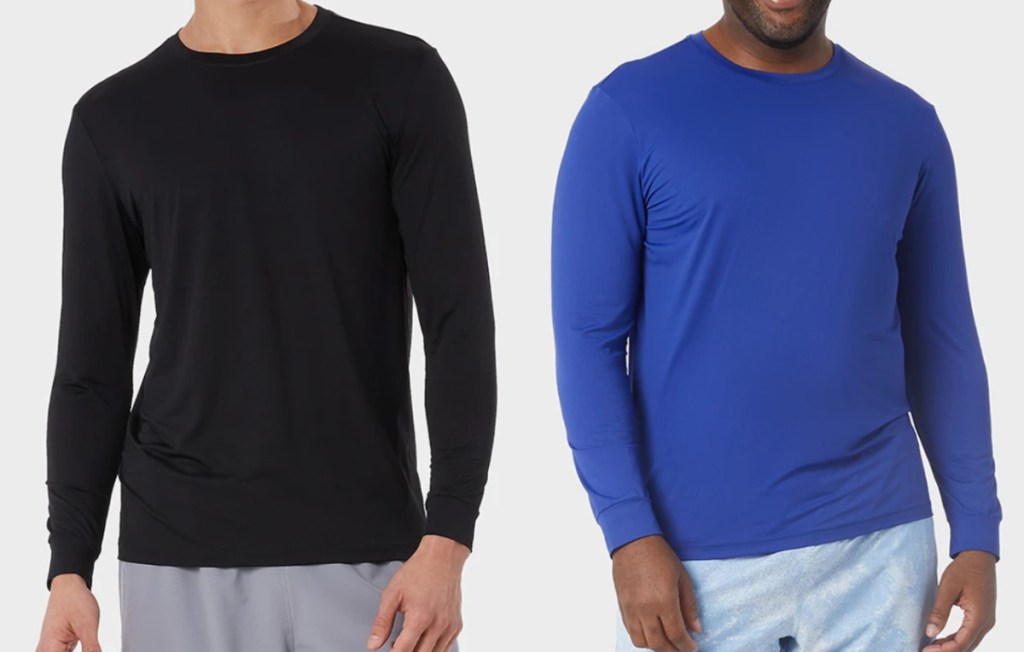 2 men wearing 32 degrees long sleeve sleep shirts