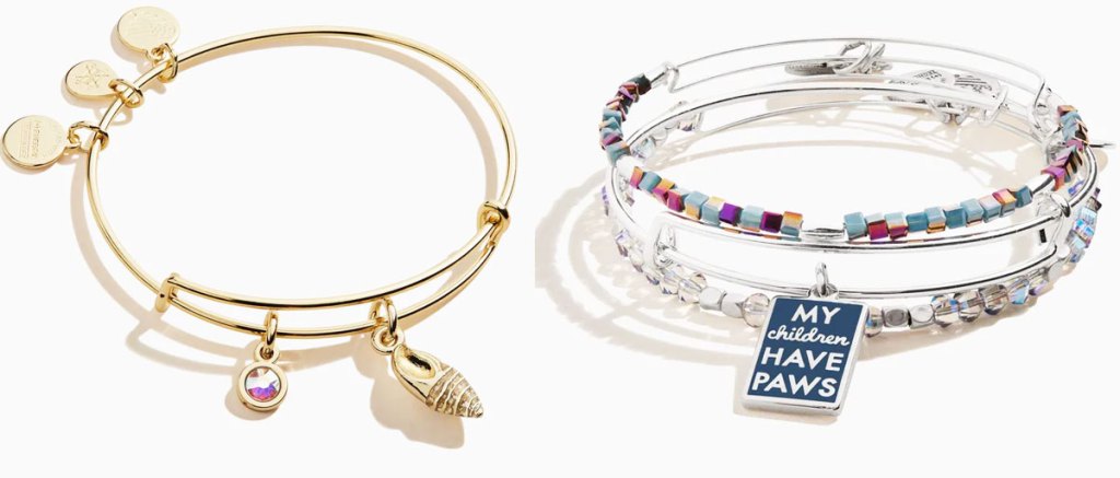 gold and silver alex & ani bracelets