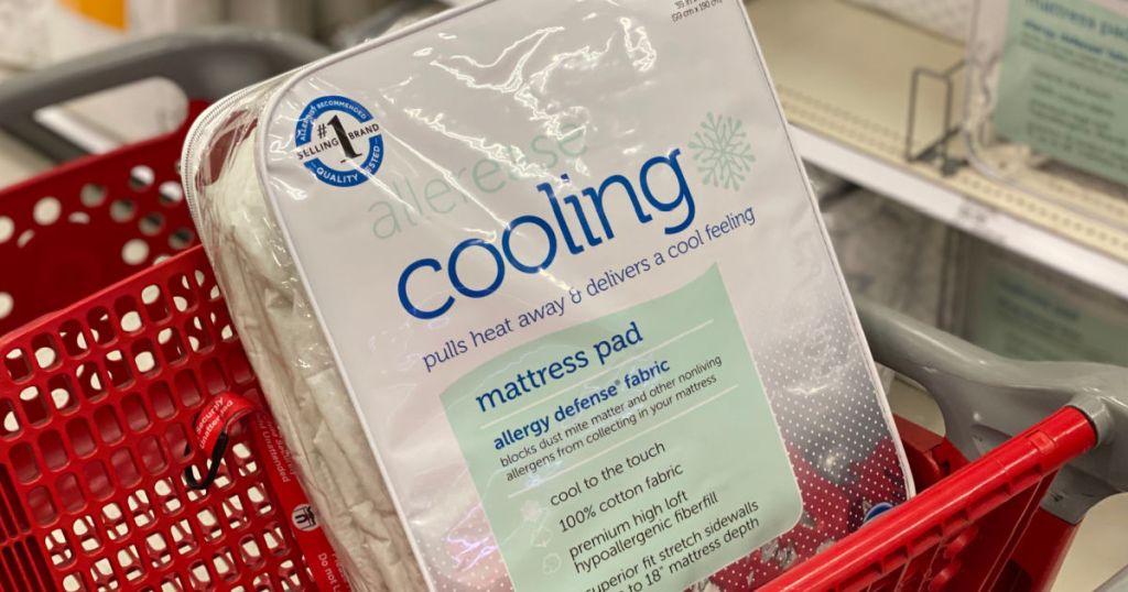 cooling mattress pad in red cart 