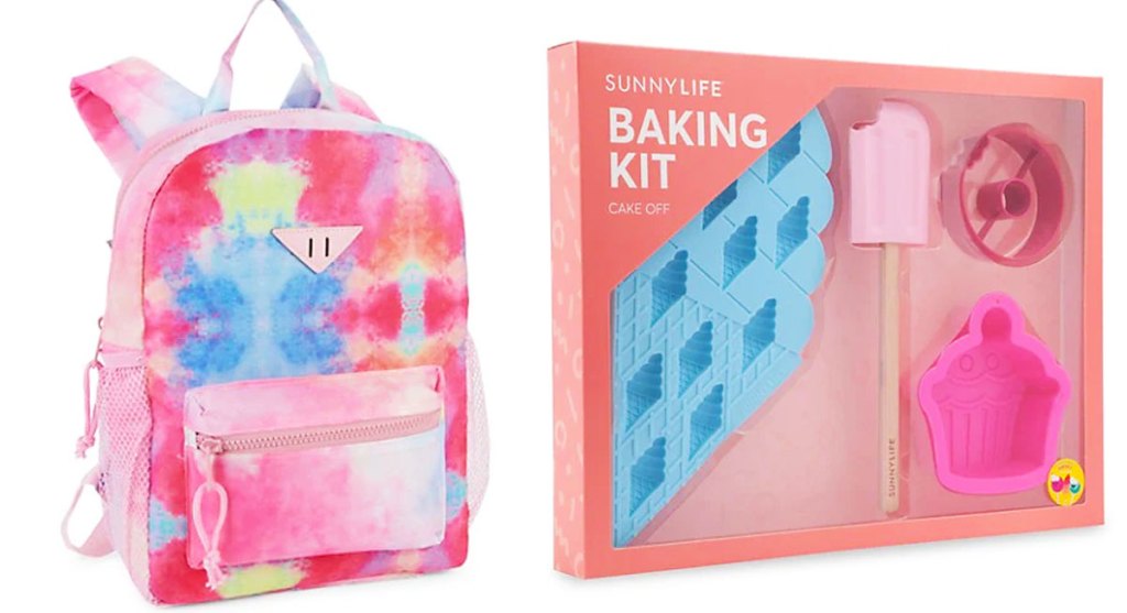 tie dye backpack and baking kit