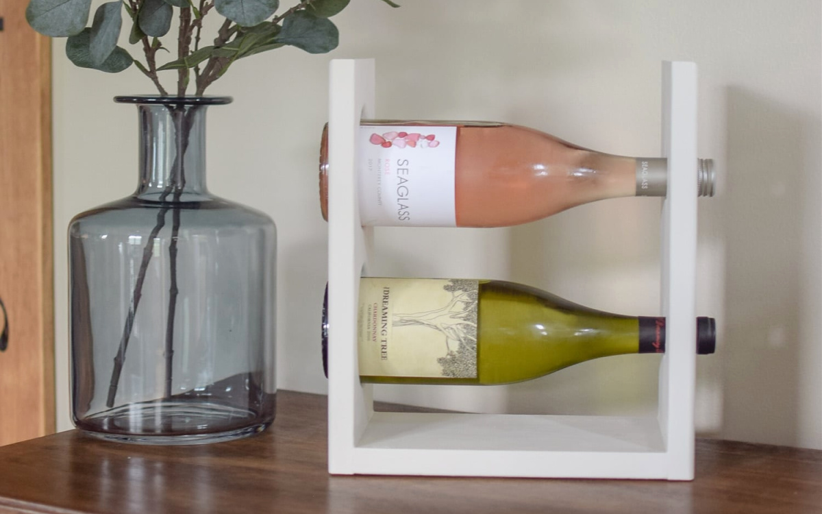 white wine rack on table 