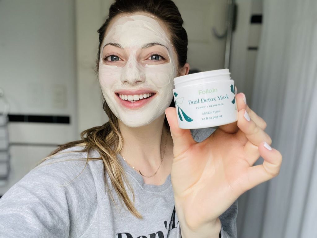 woman wearing a beauty face mask