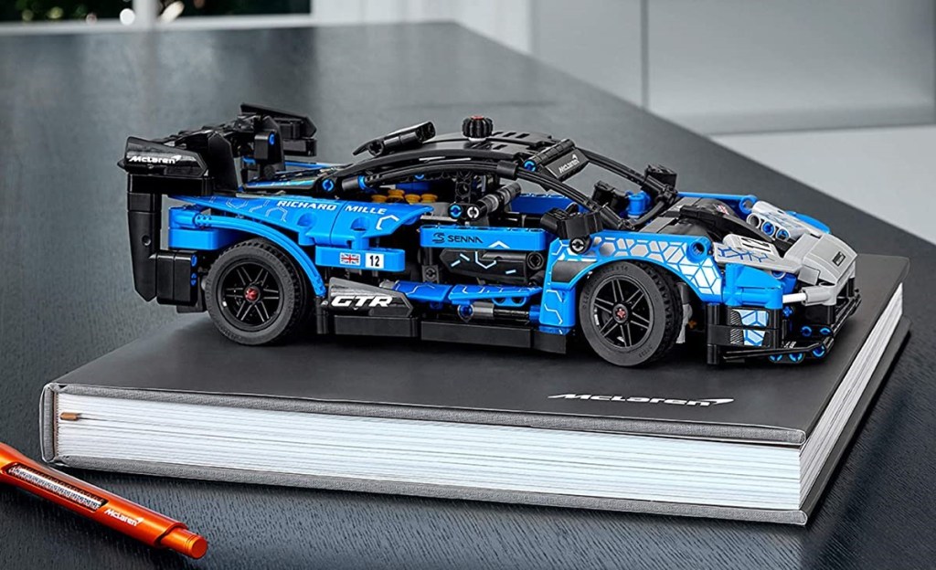 LEGO McLaren car on a book