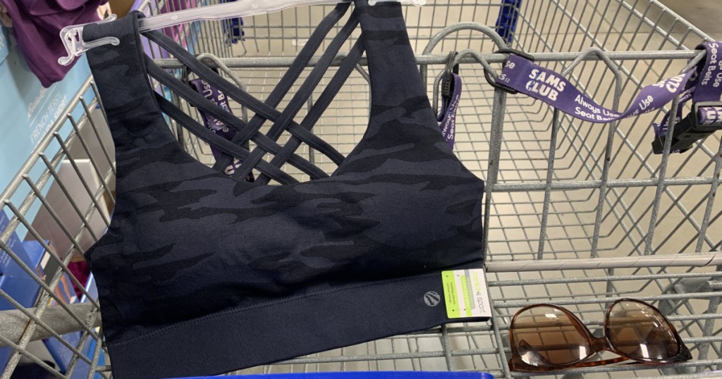 woman's sports bra in Sam's Club cart