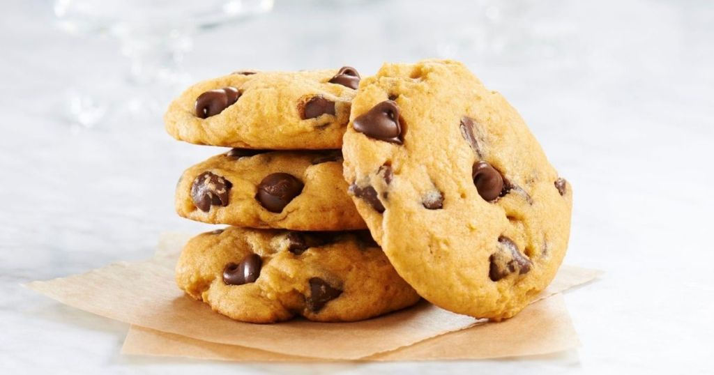 stacked chocolate chip cookies