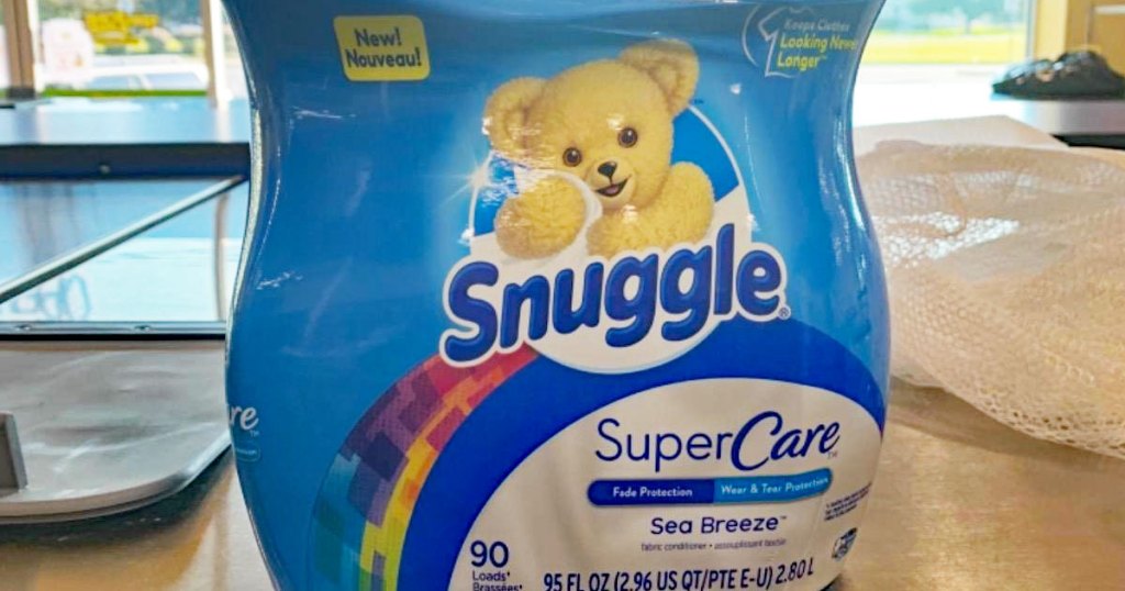 large blue bottle of snuggle fabric softener