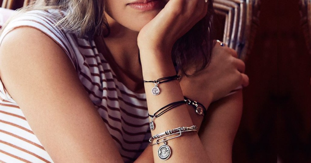 alex and ani bracelets on wrist