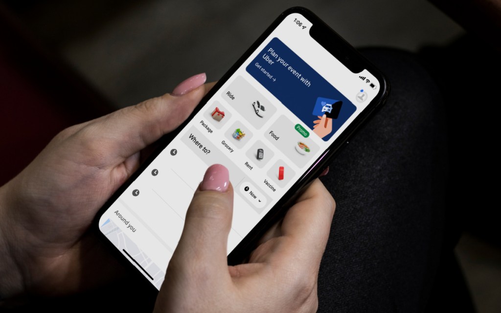 uber app on phone