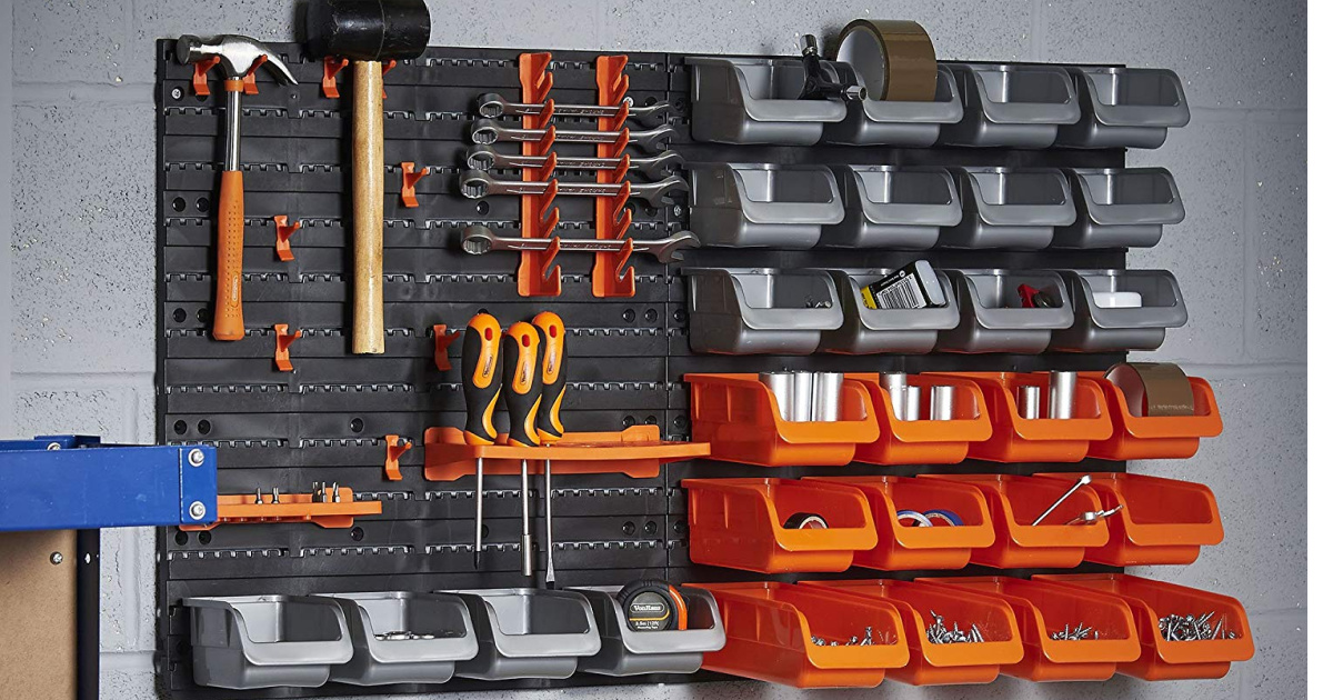 44-piece wall mounted garage organizer